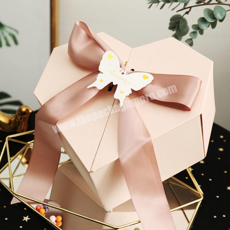 Pink Heart Shape Paper Wedding Gift Box For Valentine's Day/Thanks Giving Day Packing Chocolate/Cosmetic