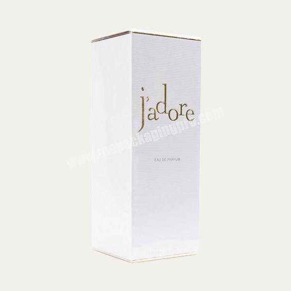 Custom Gold Foiled Logo Fancy White Textured Cardboard Box for Small Square Perfume Packaging
