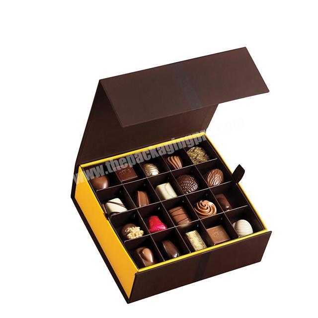 Luxury Chocolate Gift Box Magnetic Paper Chocolate Grid Box Packaging with Compartment