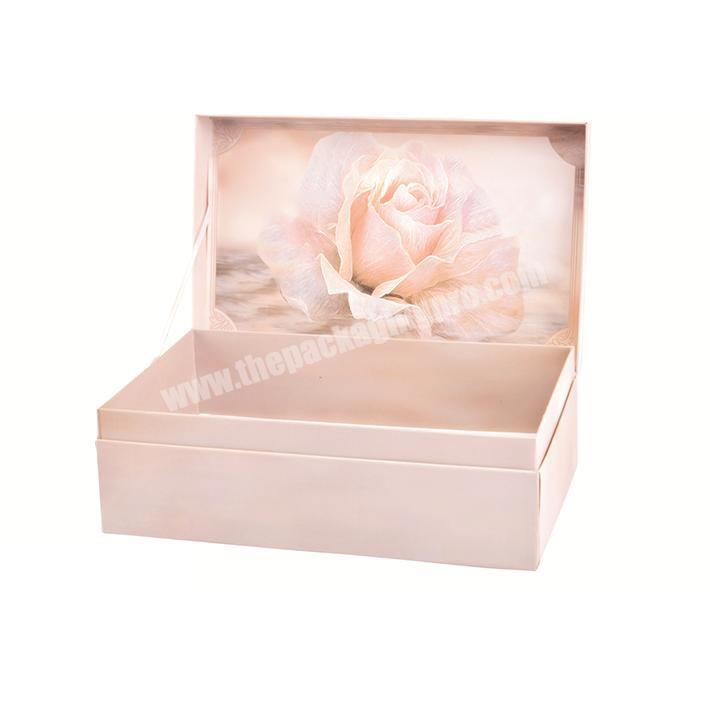 Premium Quality Classical Style Pink Jewelry Cosmetic Gift Packaging Box Hard Board Pink Gift Box For Jewelry Storge