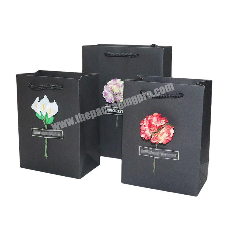 Drawstring Handle Gift Custom Logo Paper Bag Wholesale customization of creative black paper bags