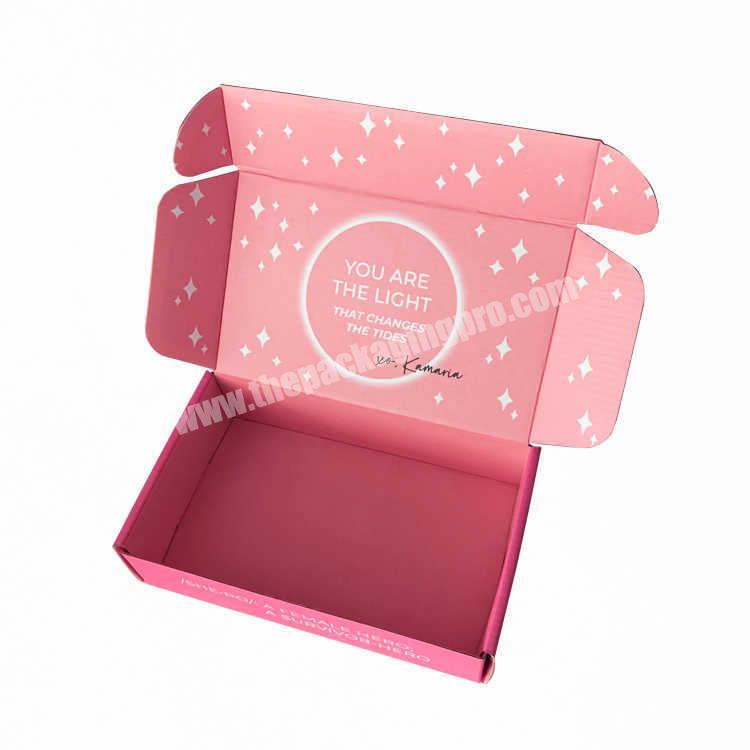 Colorful Printed Corrugated Cosmetic, Garments, Food Packaging Pink Shipping Mailer Box with Custom Logo