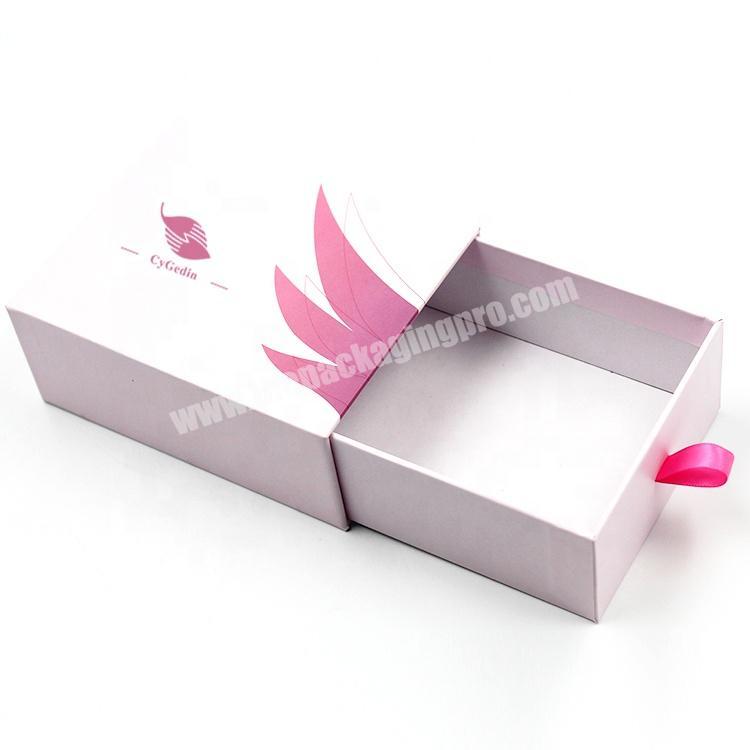 Pink Gift Box Drawer Lash Box for Cosmetic Eyelash Storage Packaging Box with Cardboard Paper UV Coating Varnishing Embossing