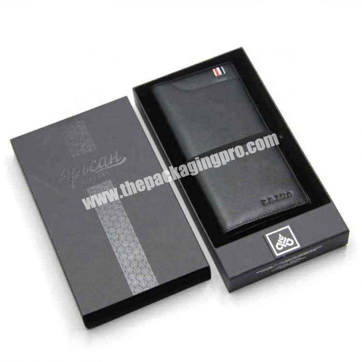 Wholesale custom luxury black paper cardboard long wallet packaging box