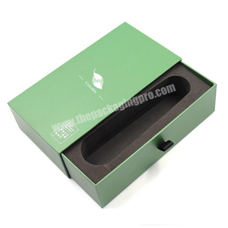Customized Green Beauty Essence Drawer Gift Packaging Boxes With EVA Pallet For Lid Gloss&Cosmetic Instrument&Products Gift Box