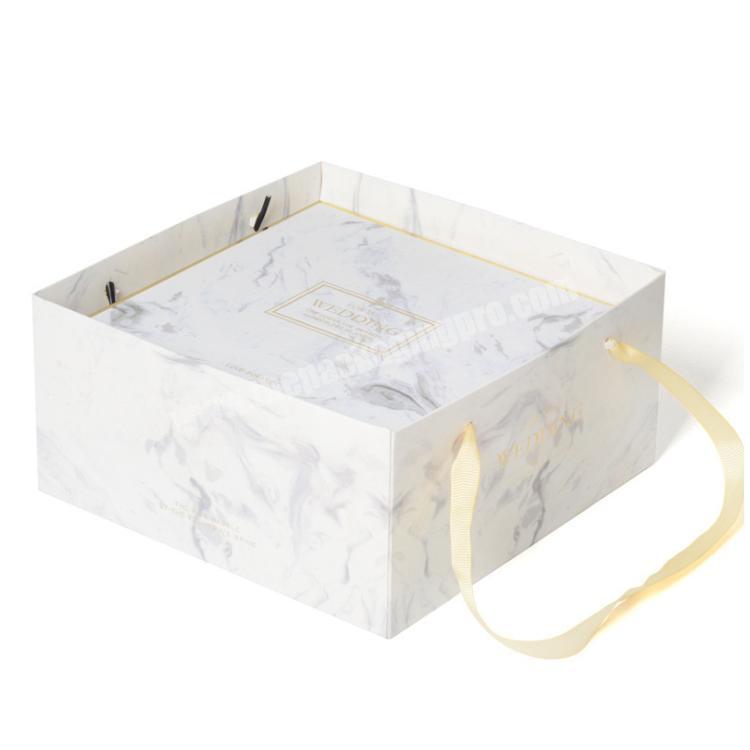 Creative hardcover large gift box square marble high quality reusable