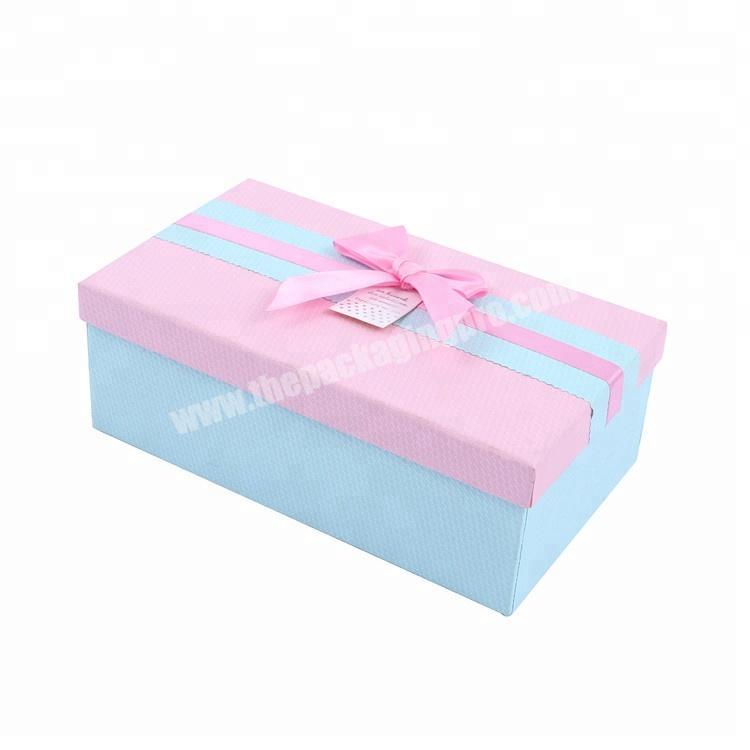 Printing Custom Handmade Matte Chocolate Rigid Bowknot Pink Packaging Gift Paper Rectangle Boxes
