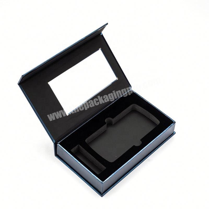 Custom Black Magnetic Closure Cardboard Gift Box Electronic Packaging Box With PVC Window