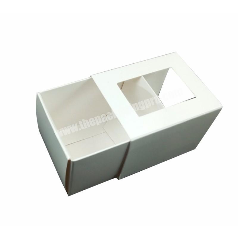 Wholesale Cheap Food Grade Plain White Paper Single Mini Macaron Packaging Paper Box with Clear Window