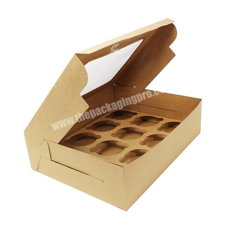 wholesale customized LOGO China kraft loaf cake boxes with window, cupcake box