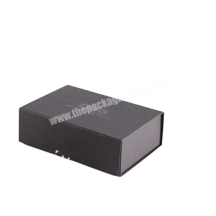Gift box custom magnetic clamshell foldable black cosmetic box high quality reusable