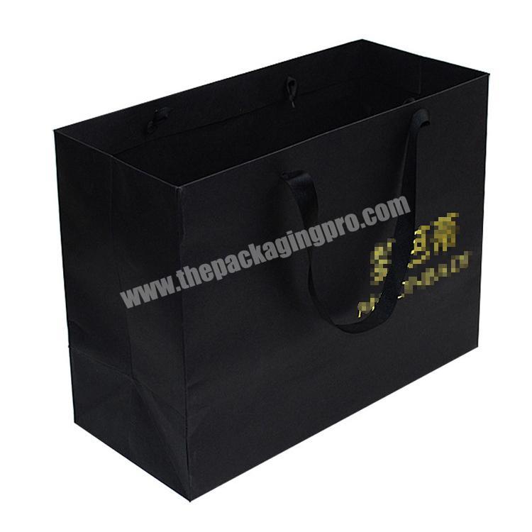 Cute Large Black Gift Paper Bag, Color Paper Bag With Handle Black Gift Bag with high quality