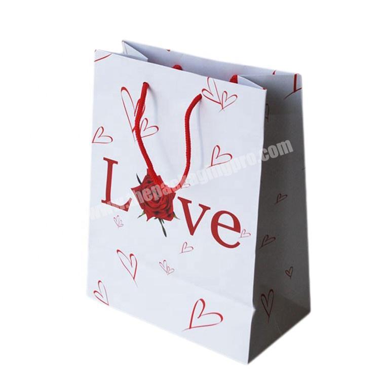 Personalized White Plain Gift Paper Bags For Saint Valentine's Day