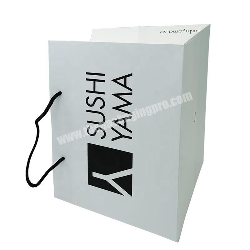 Large Retail Bags Craft White Paper Bag With Logo Print Customizable Sushi Pack