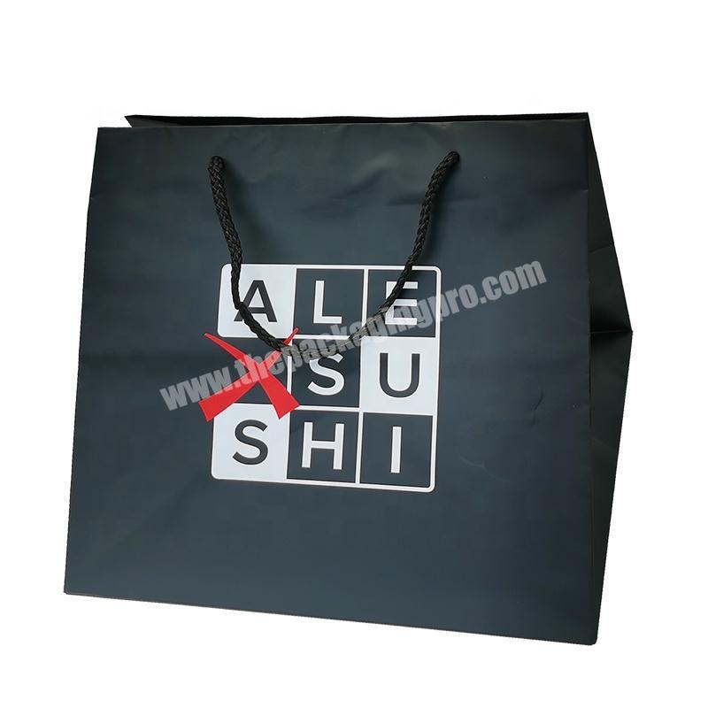 Black Printed Big Paper Bag Food Packing Sushi Cake Take Away Bags with Your Own Logo Print