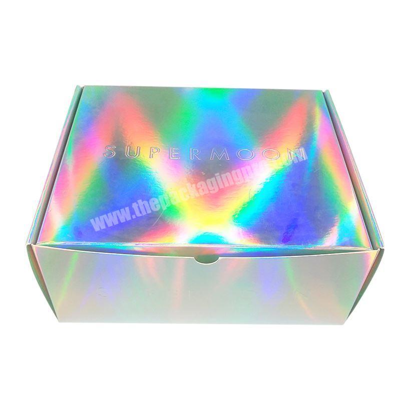 Premium holographic design corrugated shipping boxes with customize embossed logo
