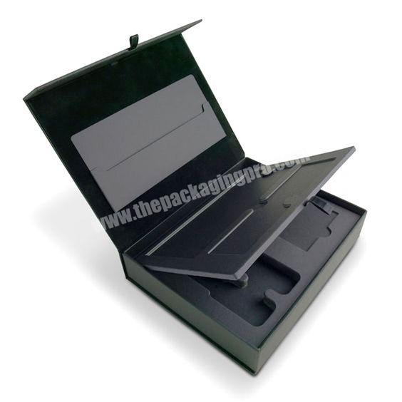 Elegant Magnetic Black Rigid Paper Box Custom Logo With Insert EVA Foam Gift Boxes