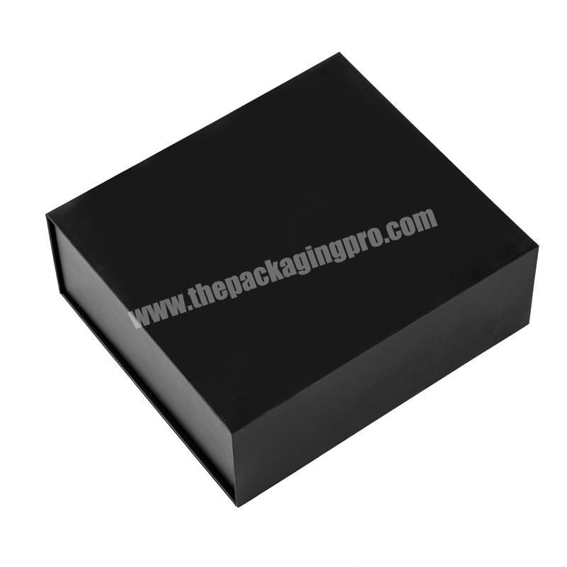 Custom Luxury Large Black Folding Gift Box With Magnetic Closure Lid