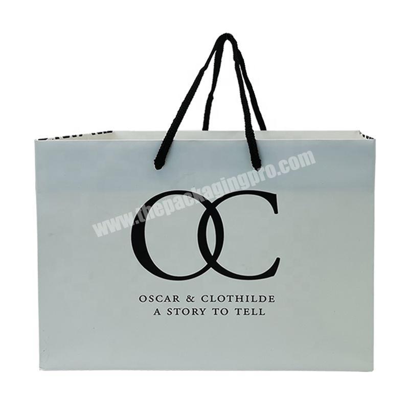 Customizable Packaging Clothing Store Bag White Custom Paper Bag with Logo Print