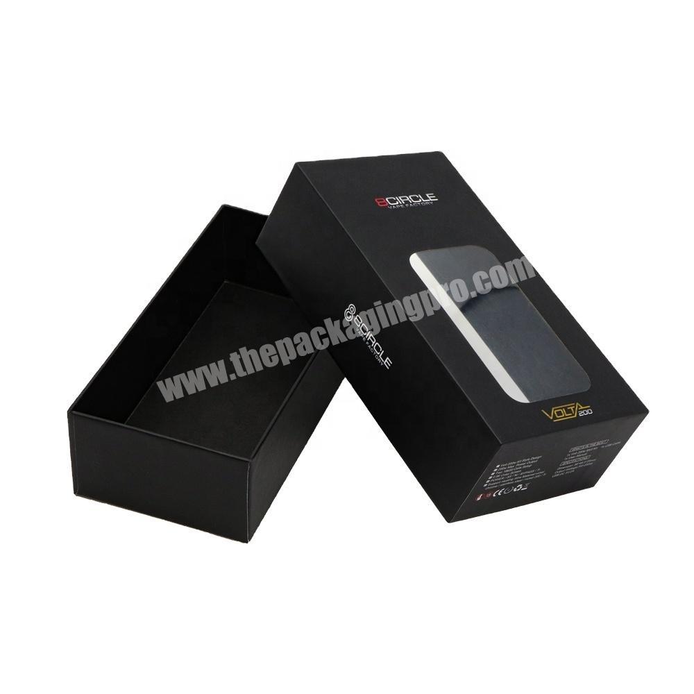 High Quality Custom Logo Cardboard Clear PVC Lid Black Gift Box Paper