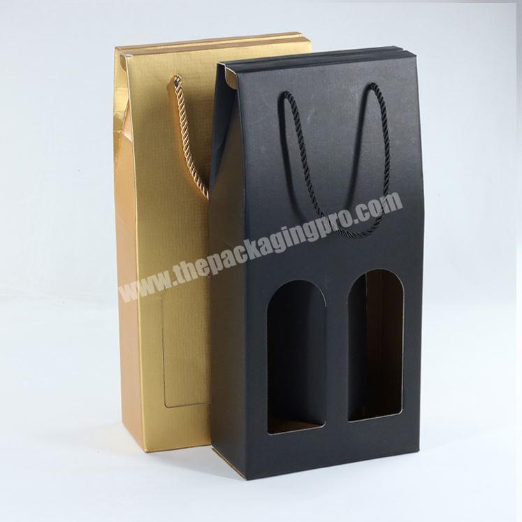 Manufacturer wholesale custom corrugated black shipping box wine with handle