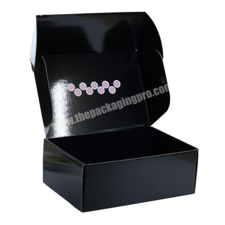 2019 Gloss black paper gift box package , Large packaging big carton mailer cardboard packaging box for wholesale