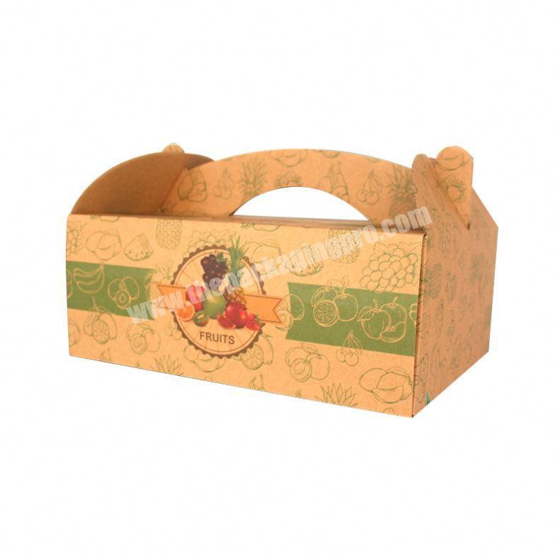 Factory wholesale custom sizes fruit gift packing box paper box with die cut handle