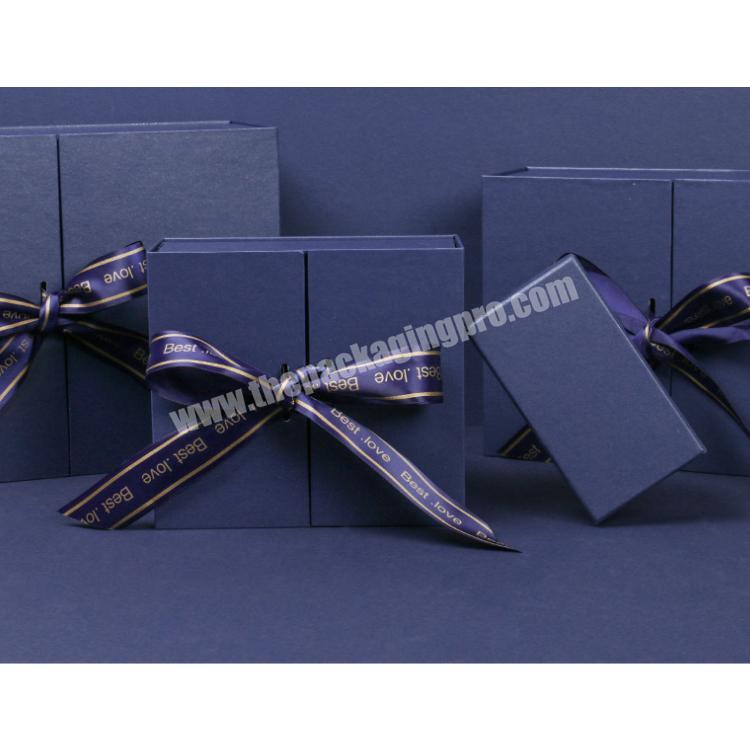 Gift Boxes Blue ribbon double open gift boxes wholesale high quality gift boxes