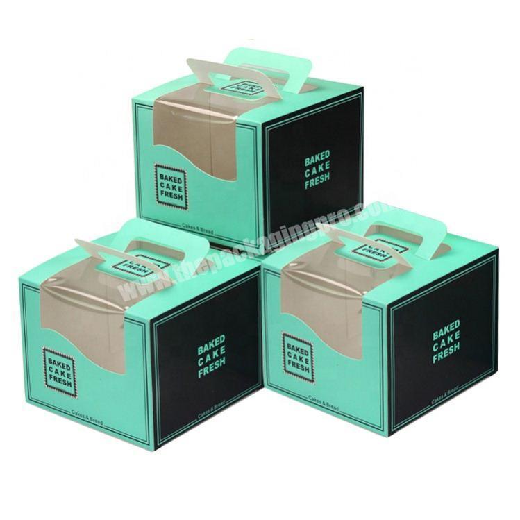 Wholesale large transparent windows birthday cupcake packaging paper cake box with handle
