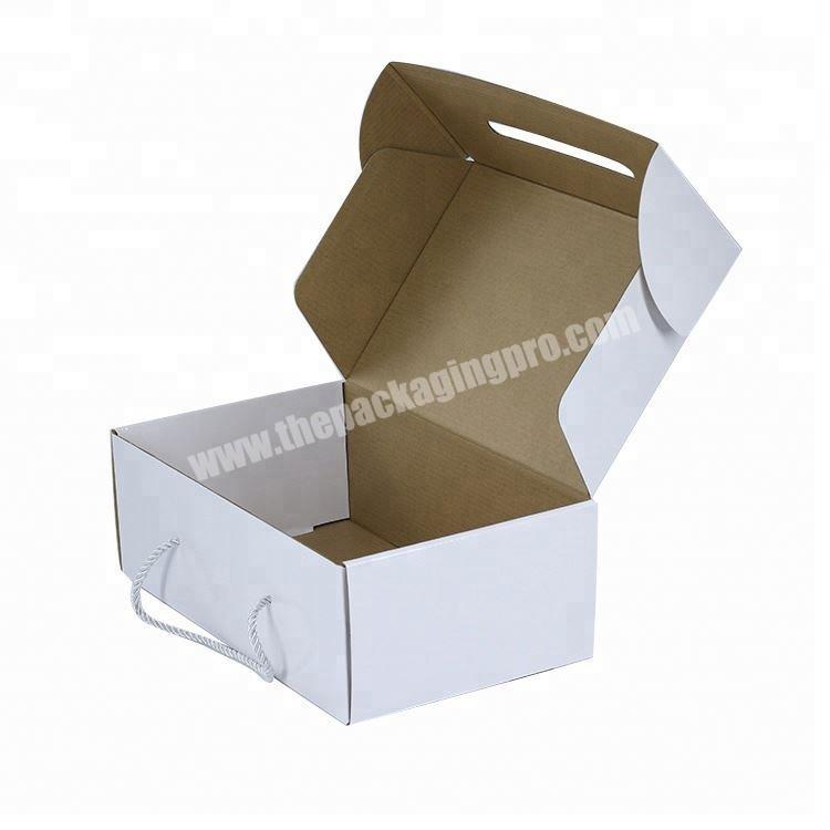 Wholesale cheap customized logo corrugated paper packing cardboard shoes box with handle