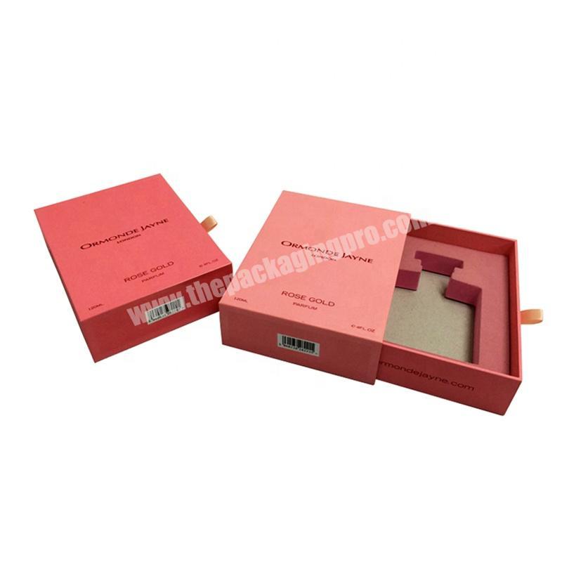 Factory cardboard drawer sliding box custom with EVA tray for perfume bottle packaging