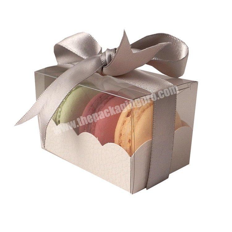 Wholesale customized logo with ribbon design for macaron paper gift boxes packaging box paper