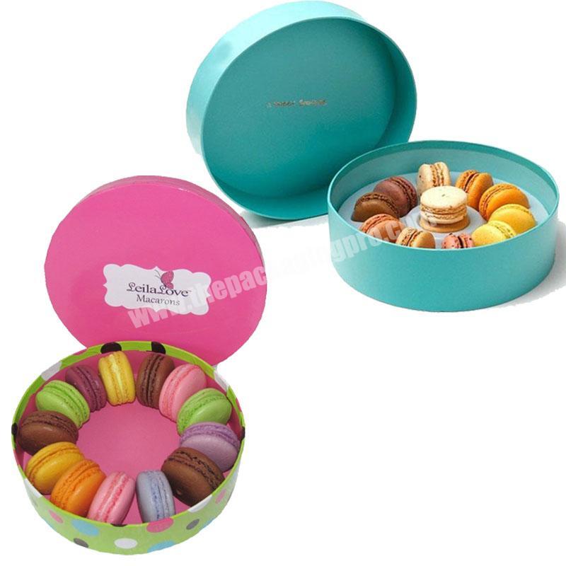 Round wholesale food packaging Macaron gift cardboard boxes macarons package box
