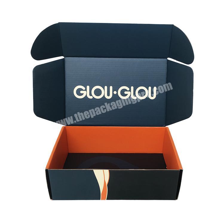 Luxury Corrugated Embossing Cosmetic Folding And White Striped Packaging Cardboard Black Box Gift