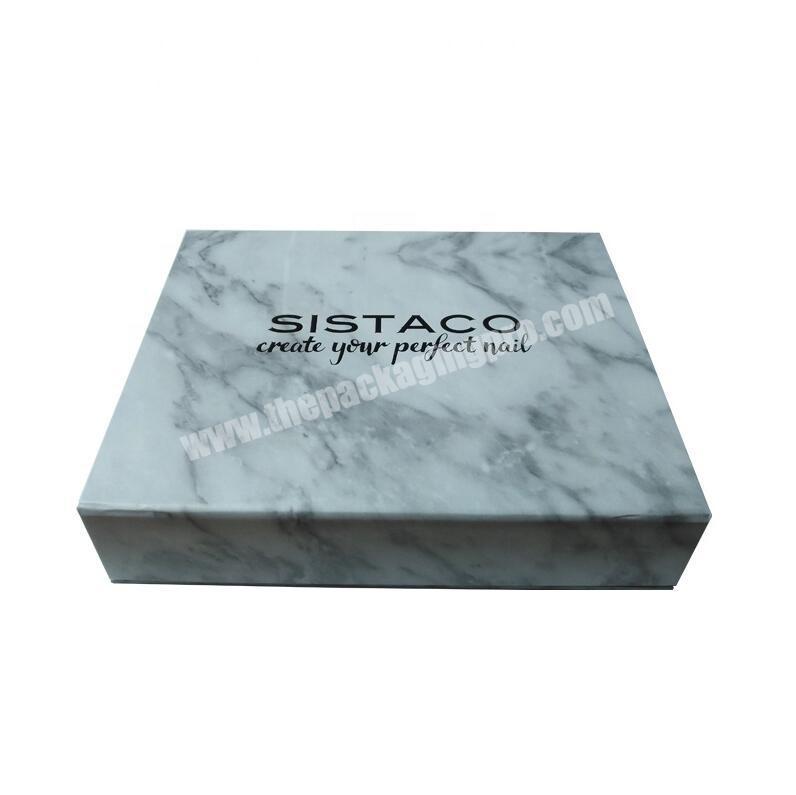 Luxury custom white marble gift packing box with magnetic closure for skincare packaging