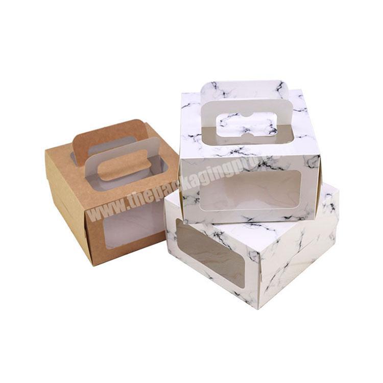 Wholesale kraft cake box with window and handle at good factory pricing