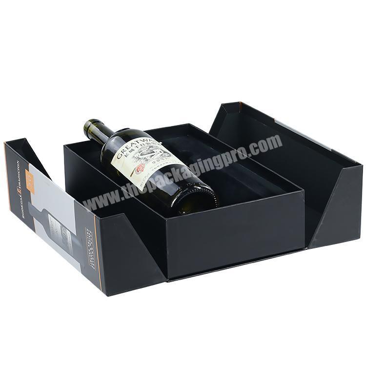 Wholesale Factory custom logo book shaped cardboard double door EVA tray wine packaging box