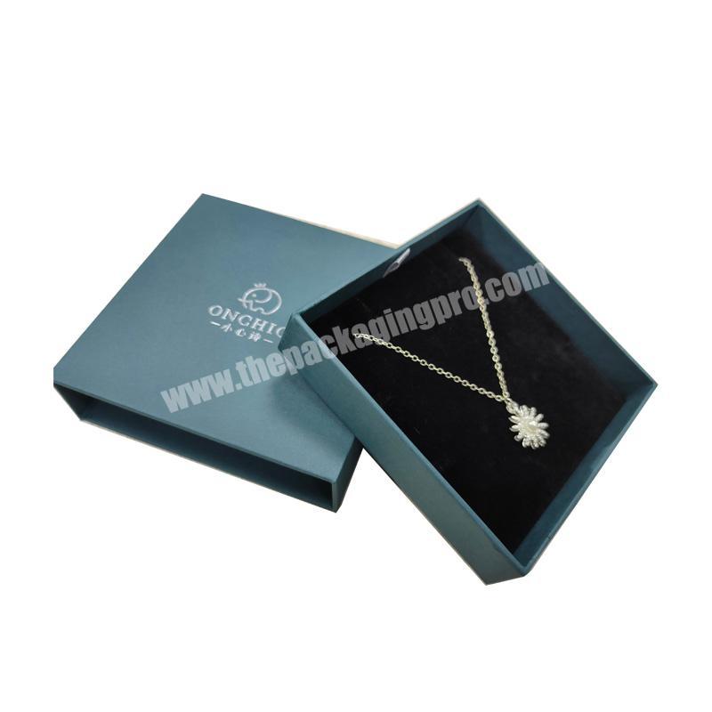 Custom printing wholesale dark green jewellery gift box for necklace