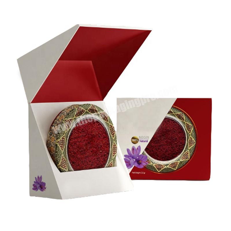 Luxury design custom logo cardboard paper empty decorative gift saffron packaging box