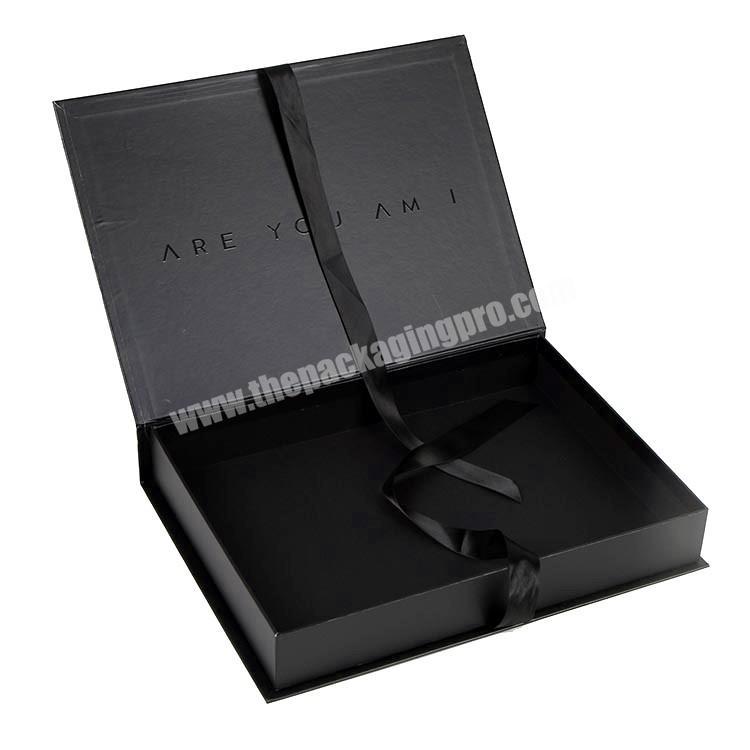 Black Vertical-textured Paper Cardboard Jewelry Gift Boxes With Foam Insert