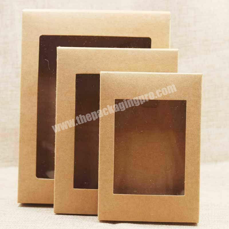 Factory Direct sales custom size with PVE display window cowhide card paper package gift box