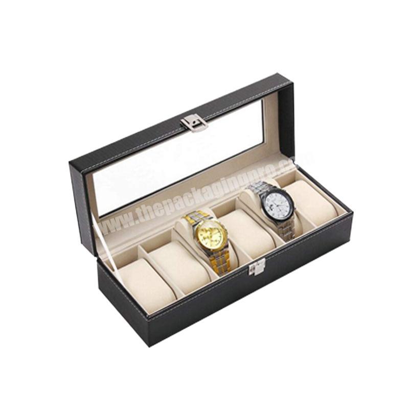 Luxury customized high quality PU leather and white wire sewing watch packing box