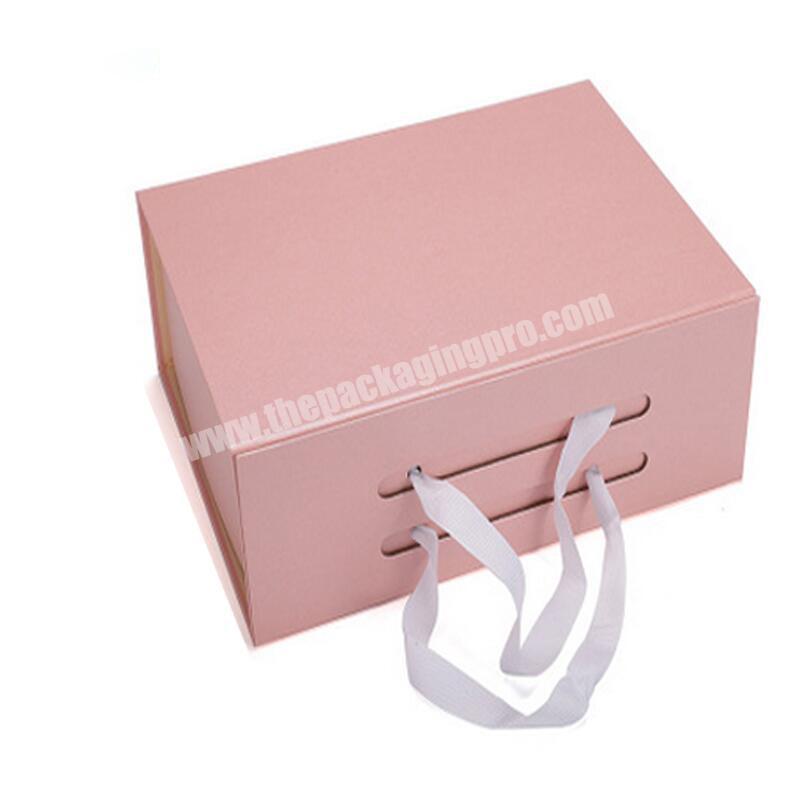 Beautiful pink square magnetic folding box can be used for gift packaging