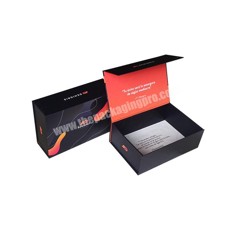 Cardboard Magnetic Closure Folding Gift Shoe Custom Foldable Lid Black Handle Pack Packaging Business Card Paper Box Magnet