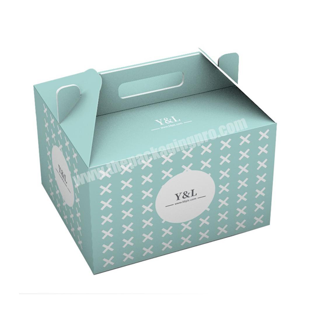 custom luxury mint green paper cake box with handle
