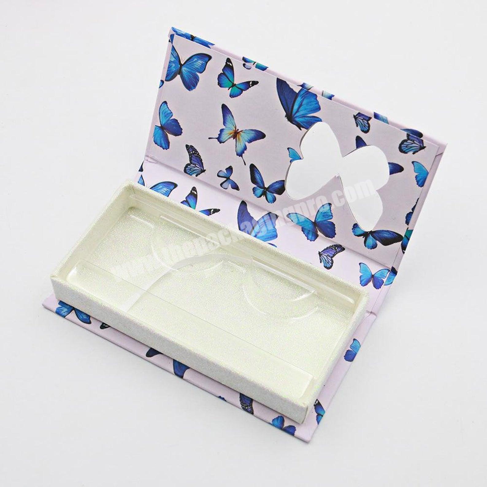 Custom logo paper butterfly eyelash packaging box with clear window