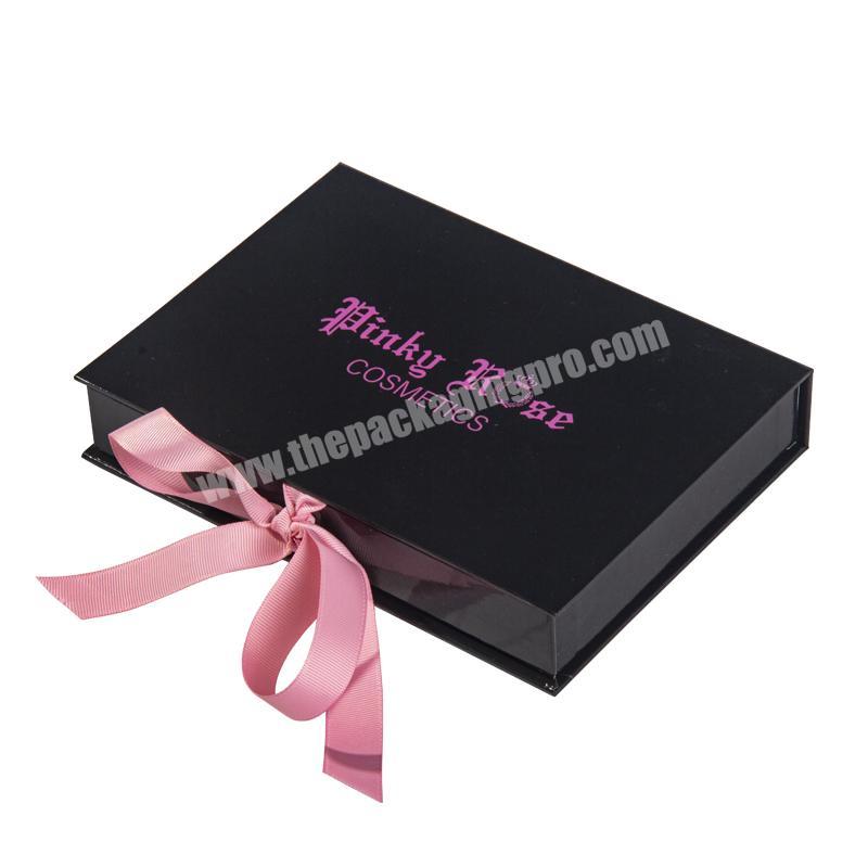 2021 Custom luxury large black cardboard paper garment clothing gift packaging box with ribbon