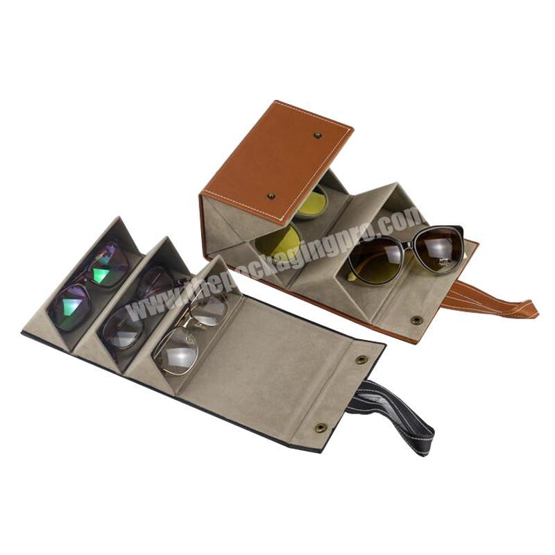 Folding PU Leather Luxury Jewelry Sunglasses Packaging Travel Sunglasses Holder Case Box