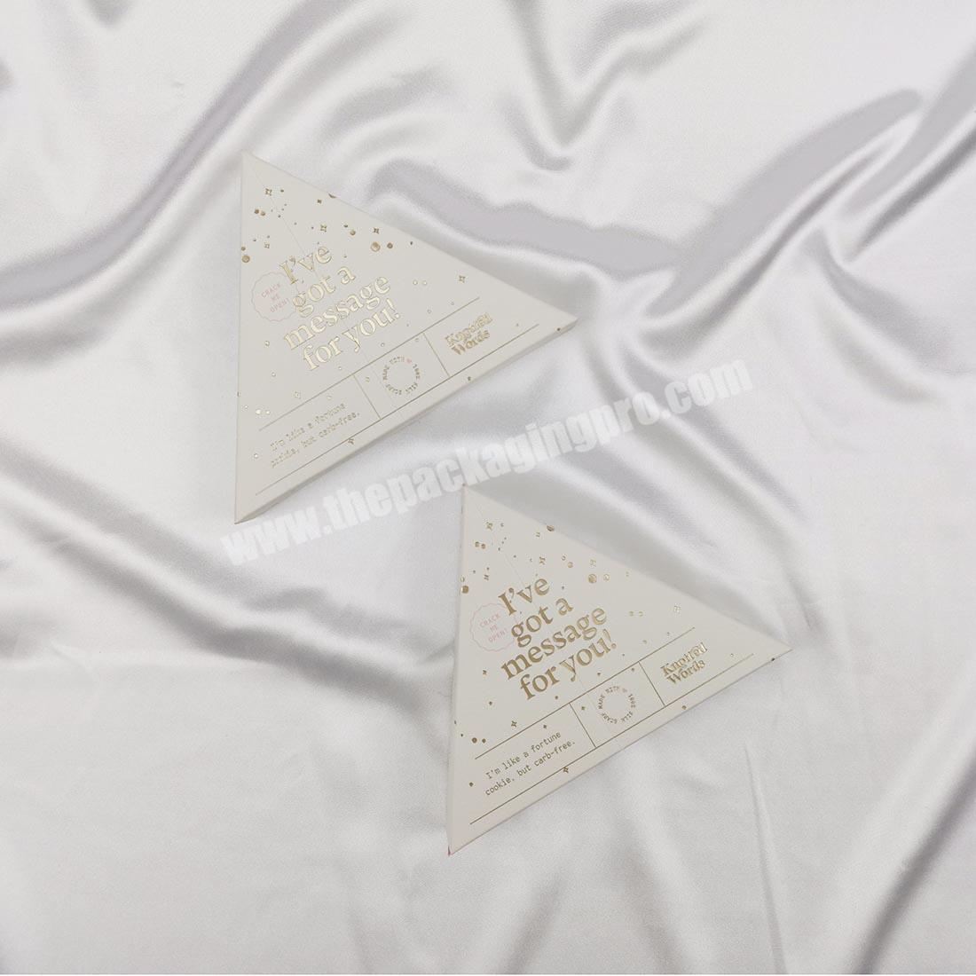 Cream color cotton paper printing golden logo triangle folding silk scarf gift box