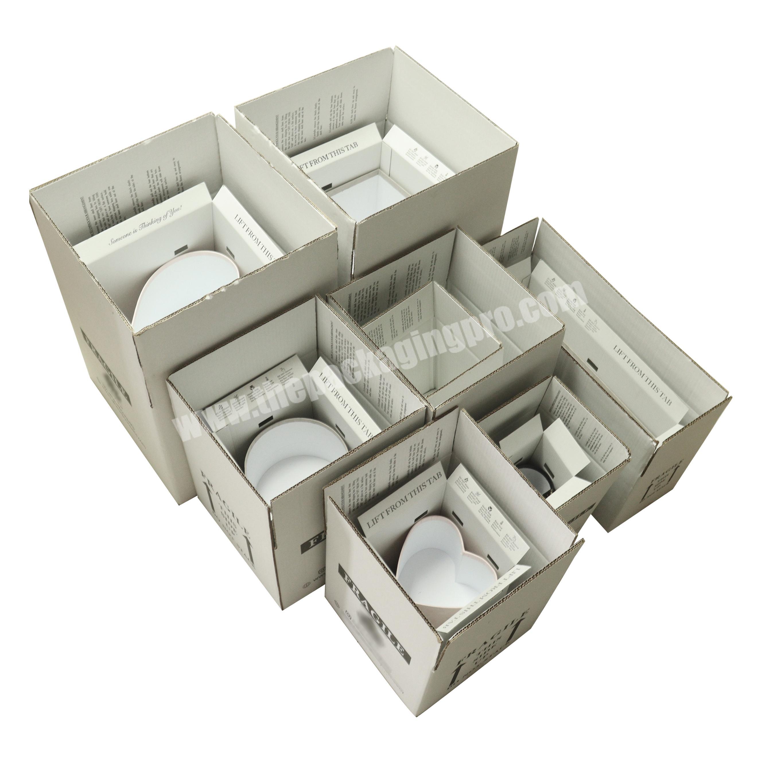 New packaging boxes custom logo white buckle fixed rope connection shipping box for flowers